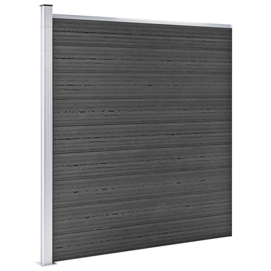 Juego De Paneles De Valla Wpc Negro 1737x186 Cm / Vetonek_0