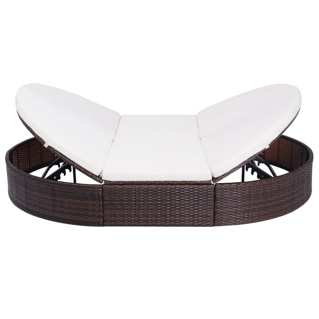 Vidaxl Tumbona De Jardín Con Cortinas De Ratán Sintético Marrón_1
