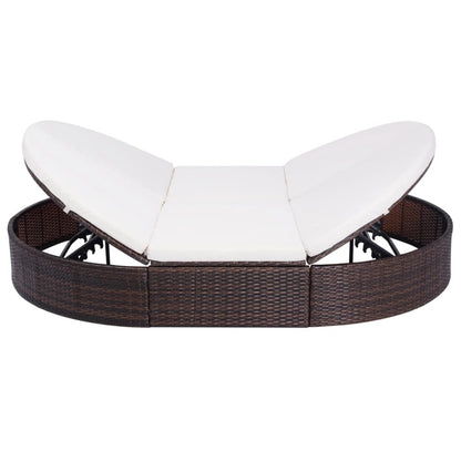 Vidaxl Tumbona De Jardín Con Cortinas De Ratán Sintético Marrón_1