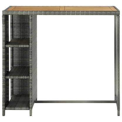 Mesa Bar Estante Almacenaje 120x60x110 Cm Ratán Sintético Gris_0