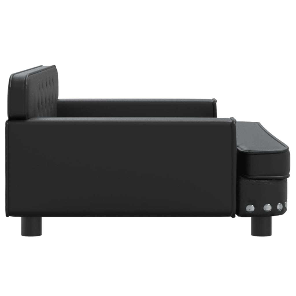 Cama Para Perros De Cuero Sintético Negra 90x53x30 Cm / Vetonek_2