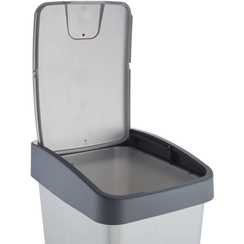 Cubo De La Basura Premium Con Tapa Abatible, Tacto Suave, 45 L, Magne, Plateado