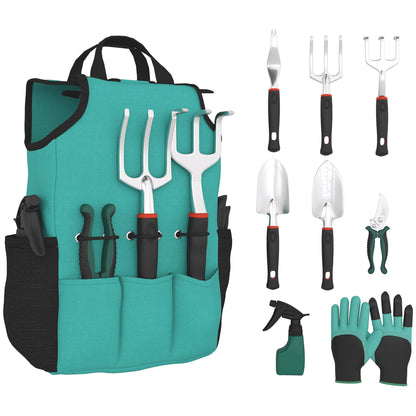 Outsunny Juego De Herramientas Jardinería De 9 Piezas De Aluminio Con Bolsa_0