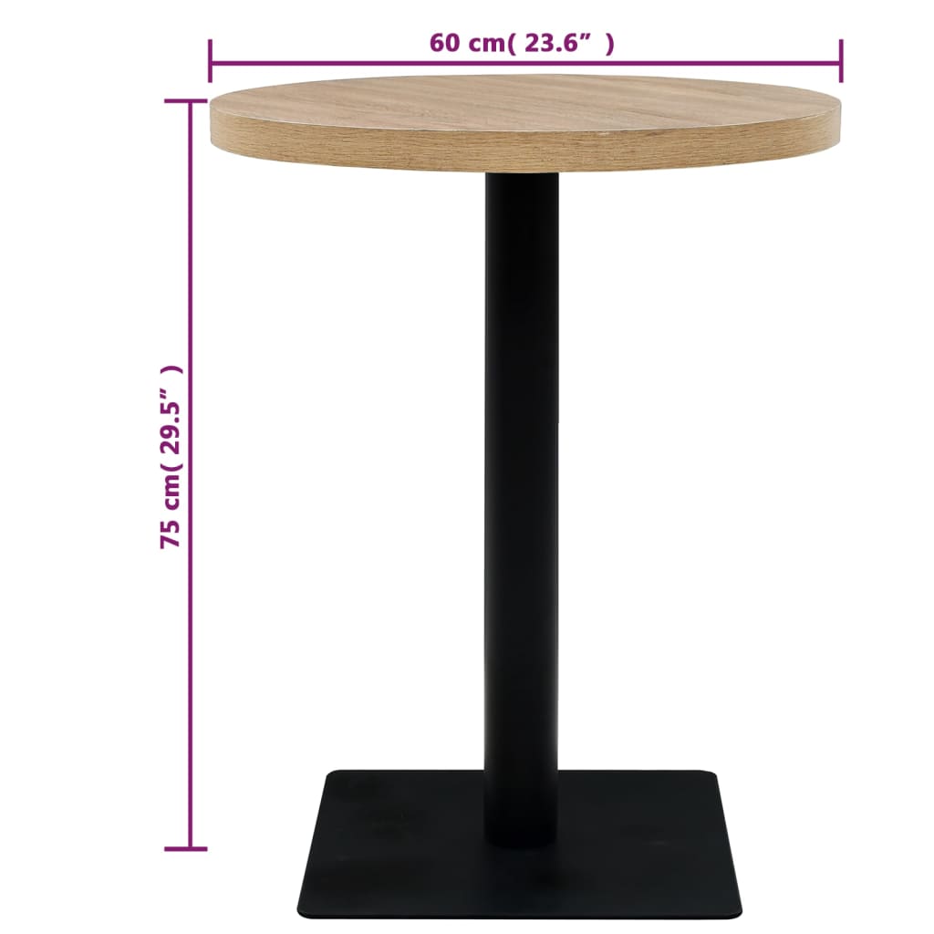 Mesa De Bar Bistró Mdf Y Acero Redonda 60x75 Cm Color Roble_4