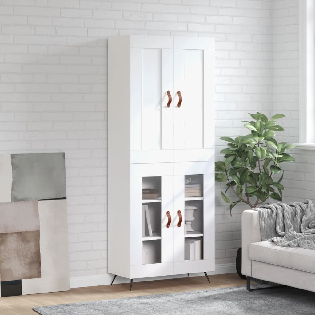 Aparador Alto Madera Contrachapada Blanco 69,5x34x180 Cm_0