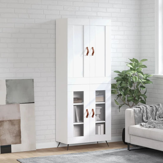 Aparador Alto Madera Contrachapada Blanco 69,5x34x180 Cm_0