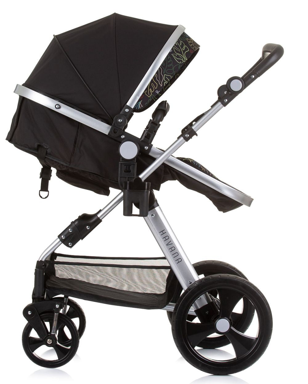 Carrito De Bebé Havana Dúo Convertible Hasta 22 Kg Con Bolso Y Mosquitera Obsidian Leaves_2