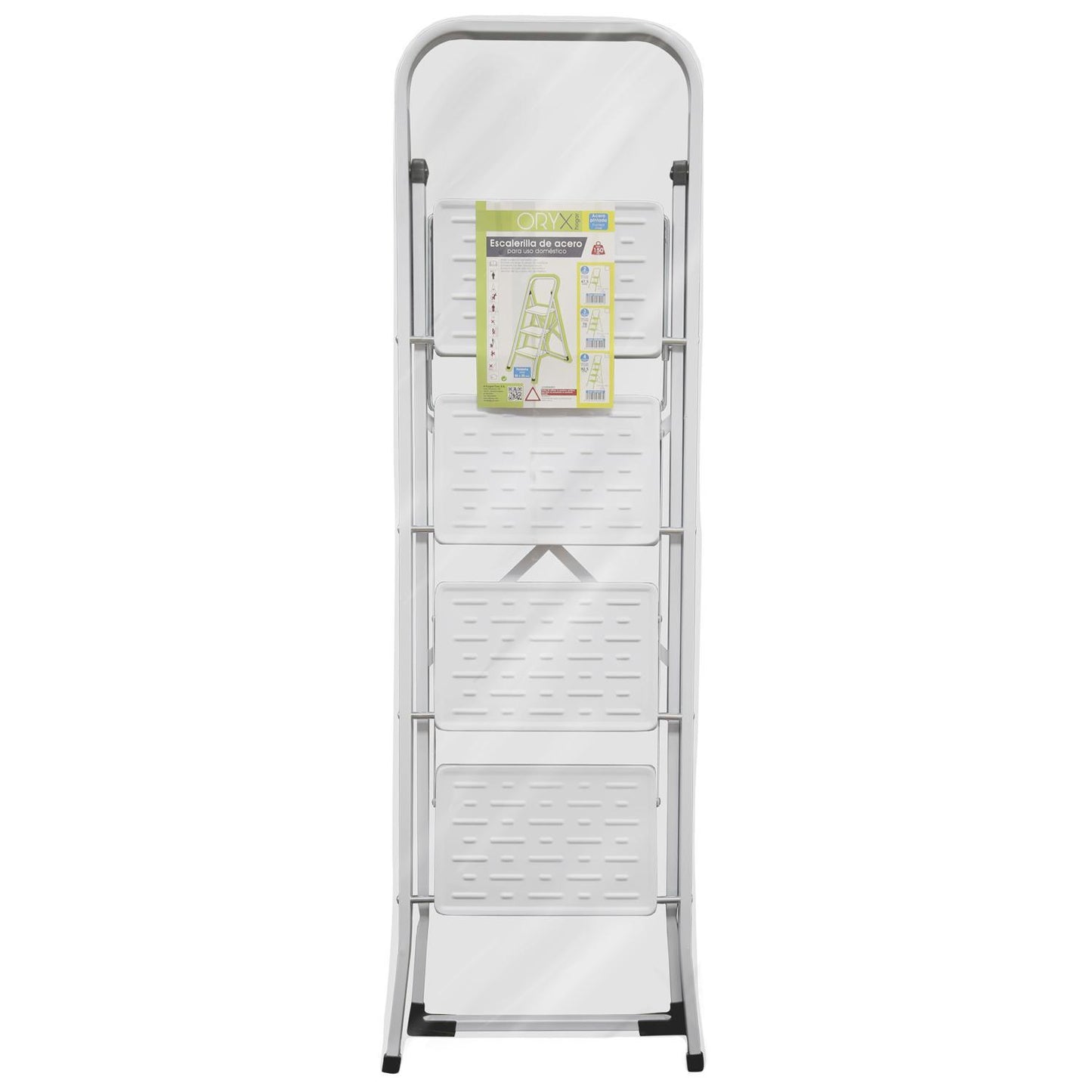 Escalera Domestica Acero 4 Peldaños, Escalerilla Blanca