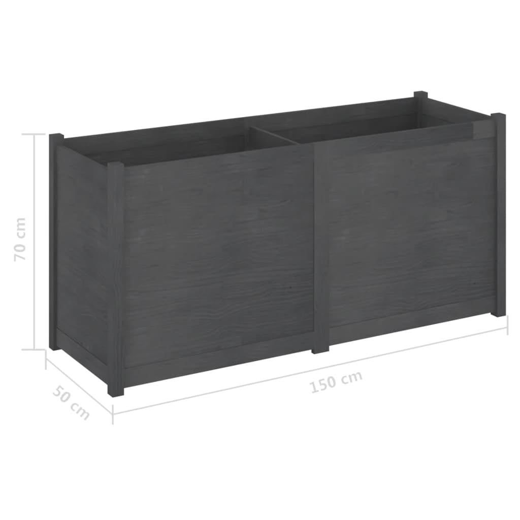 Vidaxl Jardinera Madera Maciza De Pino Gris 150x50x70 Cm_2