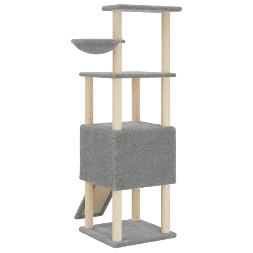Rascador Para Gatos Con Postes De Sisal Gris Claro 153 Cm_5