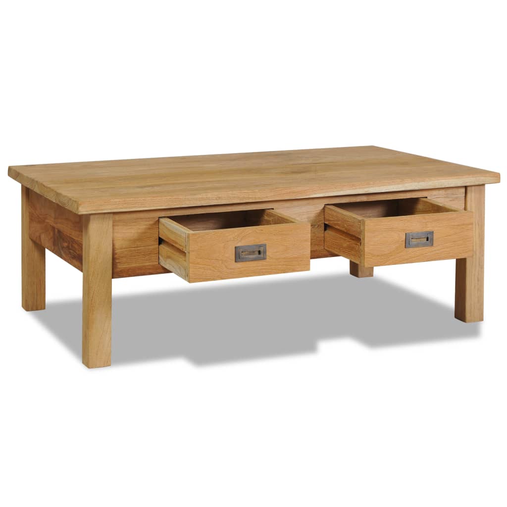 Mesa De Centro Madera De Teca Maciza 100x60x35 Cm_1