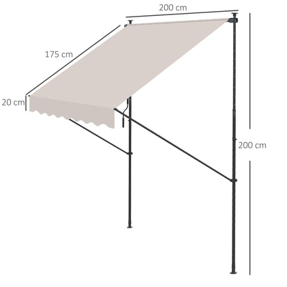Outsunny Toldo Manual Retráctil 200x175x210-310cm Manivela Protecciónuv40+ Crema_2