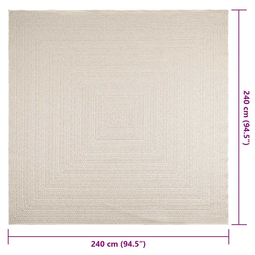 Vidaxl Alfombra Zizur Apariencia Yute Interior Exterior Crema_2