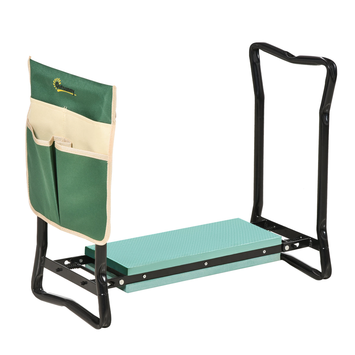 Outsunny Taburete De Jardín Plegable 2 En 1 Con Almohadilla De Espuma Y Bolsa_0