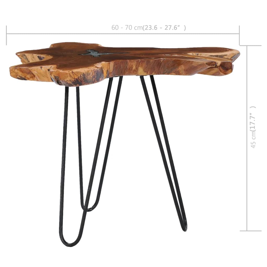 Mesa De Centro De Madera Maciza De Teca Y Polirresina 70x45 Cm_4
