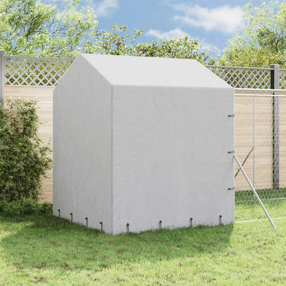 Perrera De Exterior Con Toldo Acero Galvanizado Plata 2x14x2,5m_1