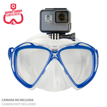 Aqua Sport Set Gafas De Buceo Y Tubo Adulto C/soporte Cámara_3