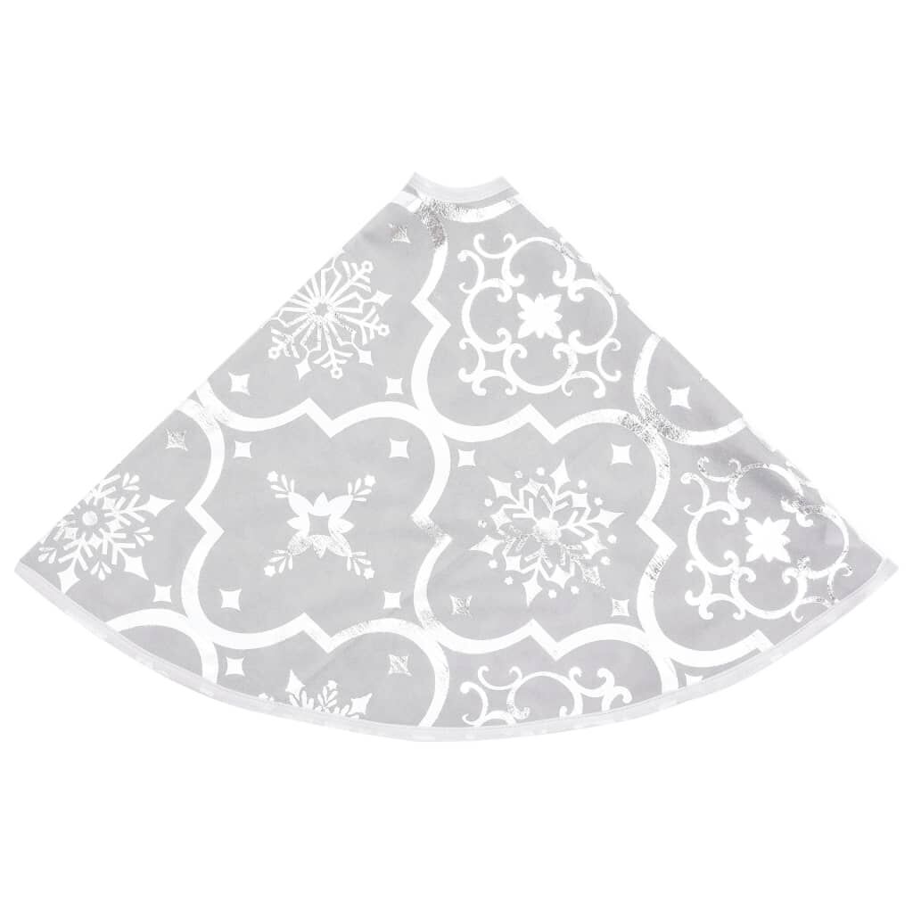 Vidaxl Falda Del Árbol De Navidad De Lujo Y Calcetín Tela Blanco 90 Cm_4