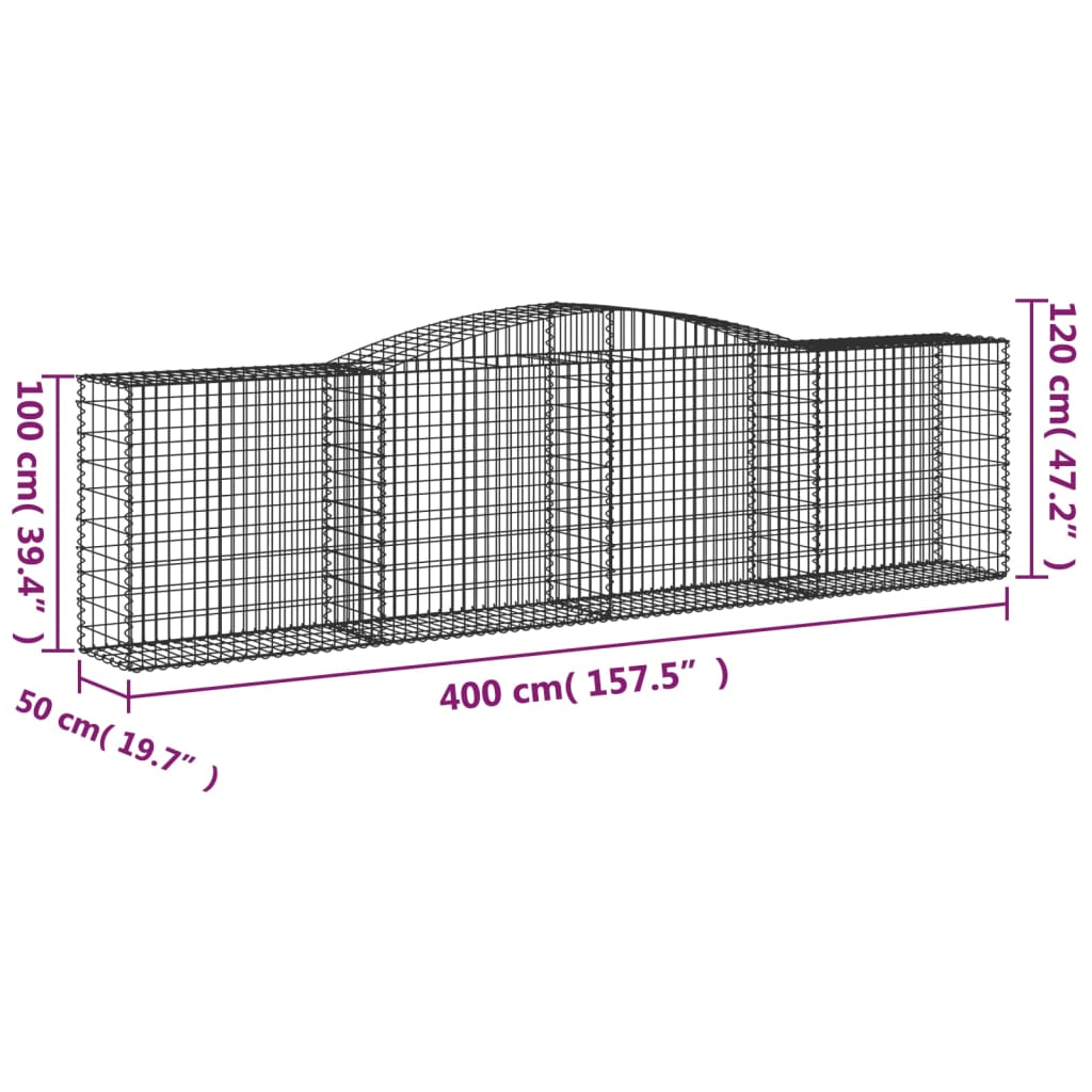 Cestas De Gaviones 25 Uds Forma De Arco Hierro 400x50x100/120cm_5