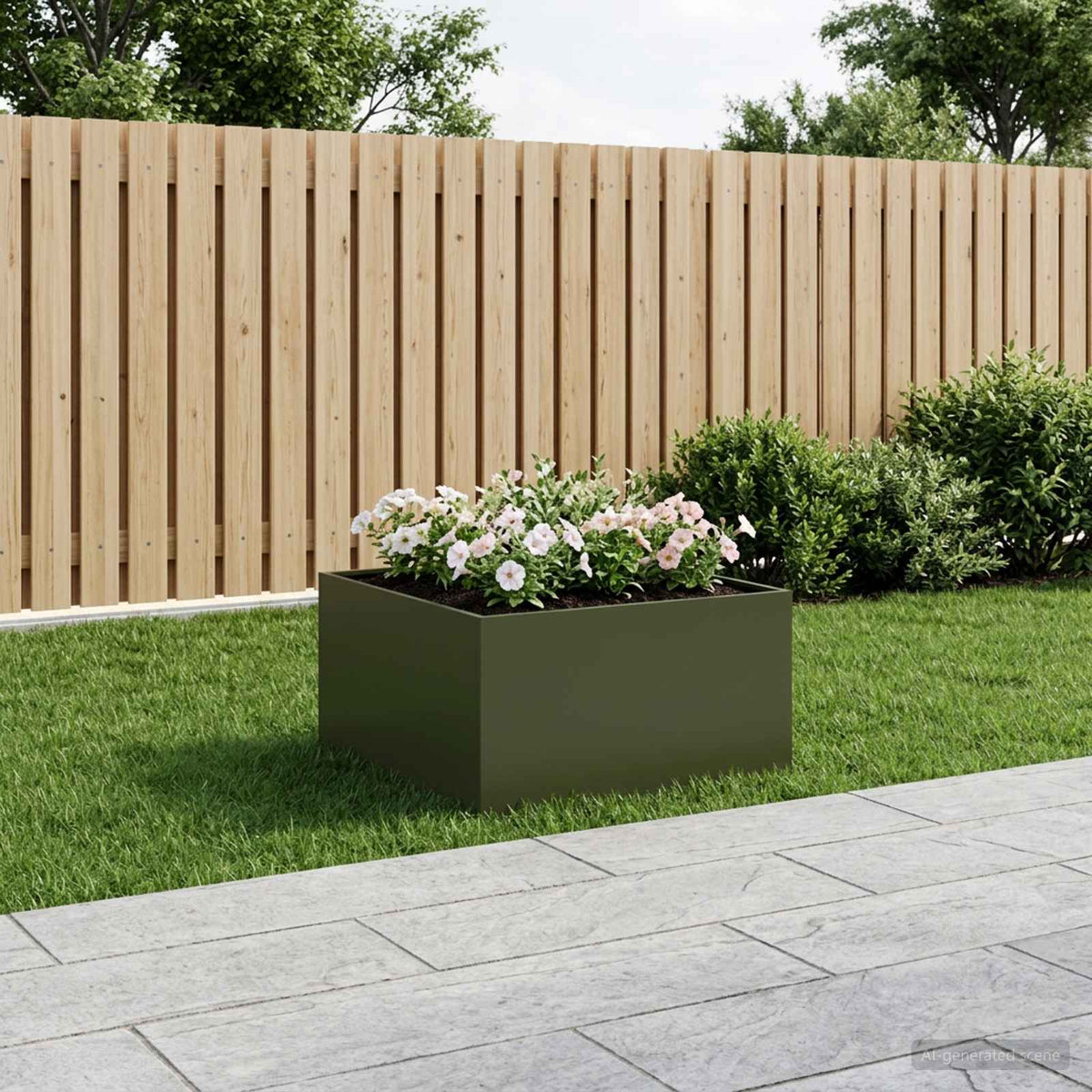 Macetero De Jardín Verde Oliva 60 X 60 X 40 Cm_1