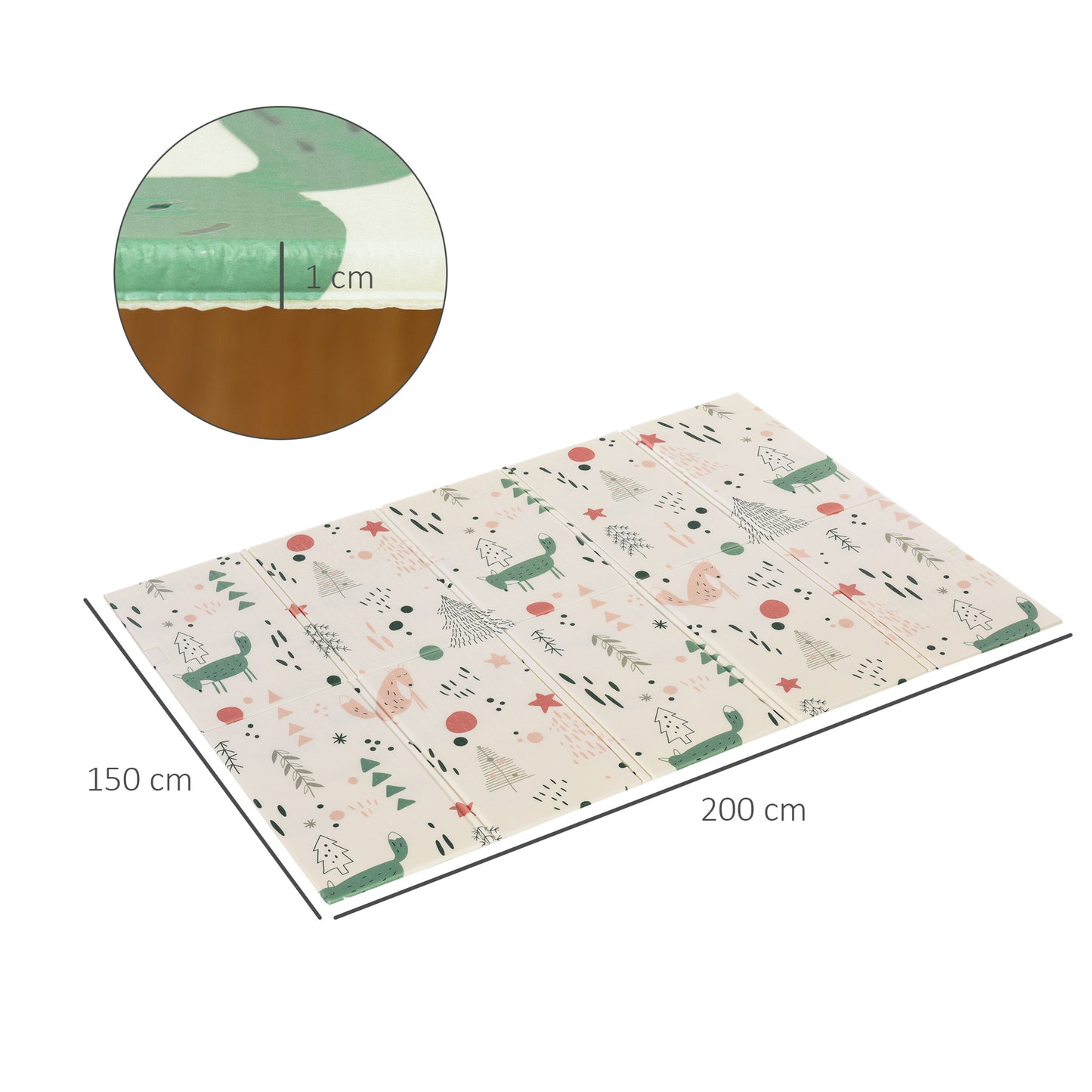 Homcom Alfombra Infantil Plegable Reversible Acolchado 2 Caras Impermeable_2