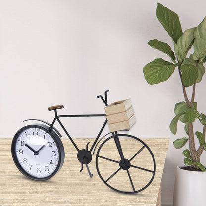 Well Home Reloj De Sobremesa Diseño Bicileta En Metal Negro 33,5x8x23,5cm_2