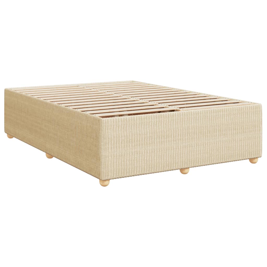 Cama Box Spring Con Colchón Tela Color Crema 160x200 Cm / Vetonek_1