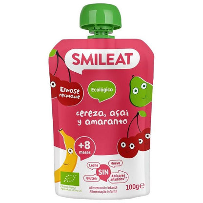 Pack 2x Pouche de cereza, açai y amaranto ECO Smileat, 100 g