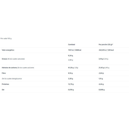 Copos De Avena Fino Integral Sin Gluten Bio 1 Kg