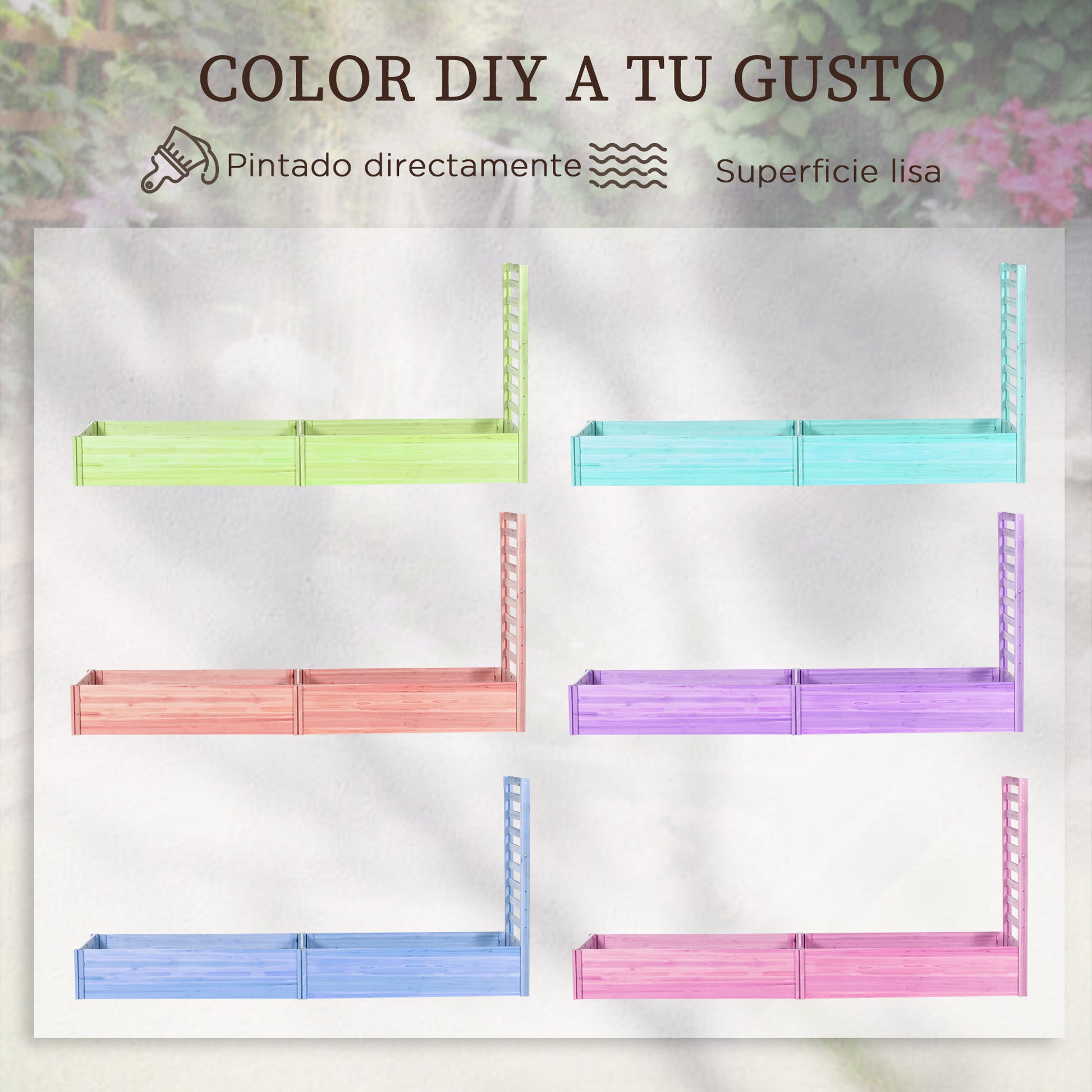 Outsunny Jardinera Con Celosía Para Plantas Trepadoras Y 2 Cajas De Cultivo_4