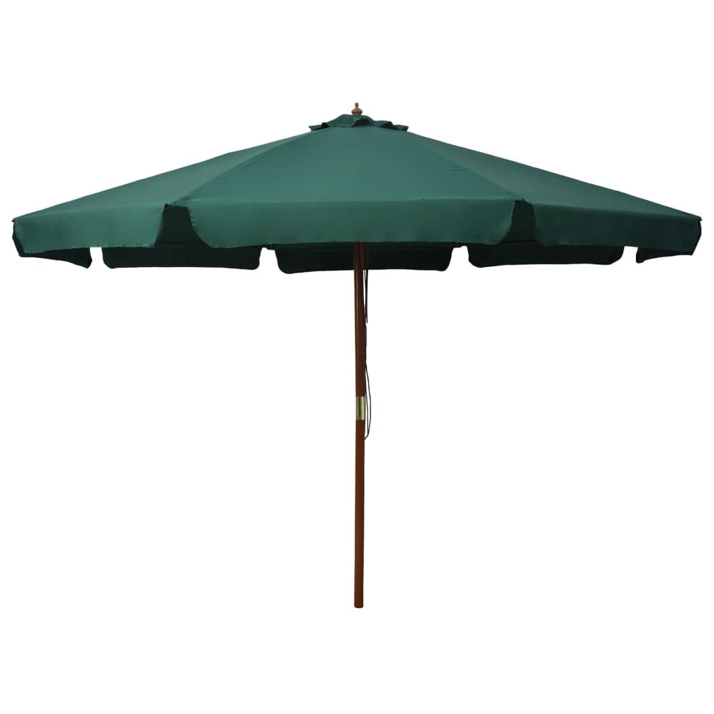 Vidaxl Sombrilla De Jardín Con Palo De Madera Verde 330 Cm_0