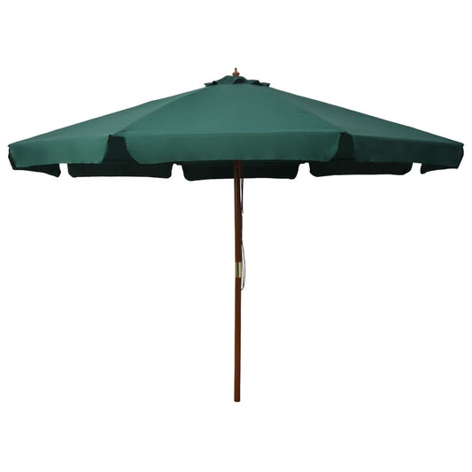 Vidaxl Sombrilla De Jardín Con Palo De Madera Verde 330 Cm_0