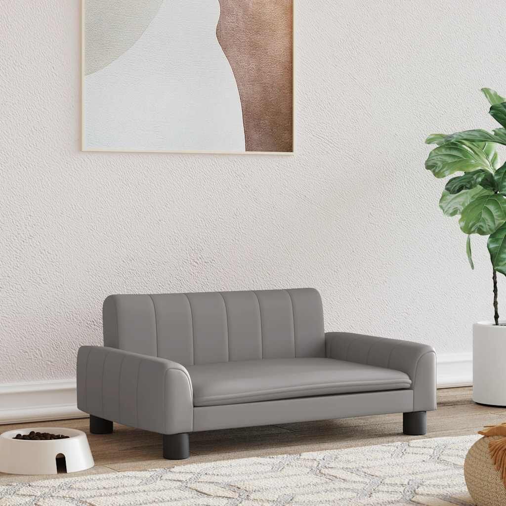 Vidaxl Cama Para Perros De Cuero Sintético Gris 70x45x30 Cm_1