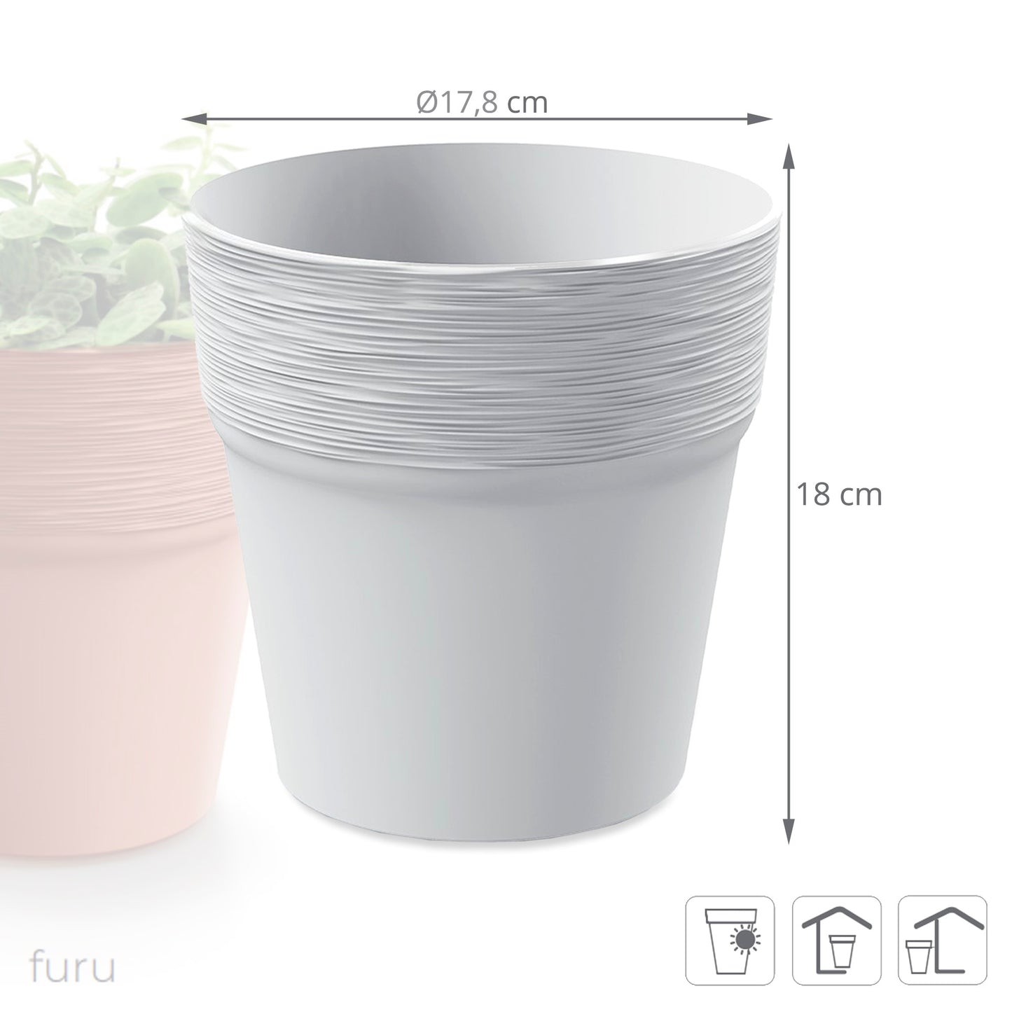 Maceta Furu , Dimensiones (mm) 178x178x180, Color Blanco_1