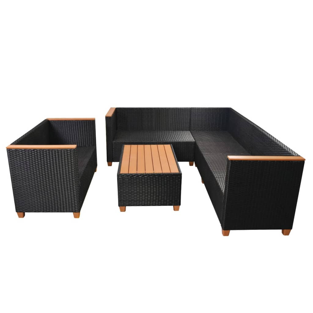Vidaxl Set Muebles De Jardín 5 Piezas Y Cojines Ratán Sintético Negro_5