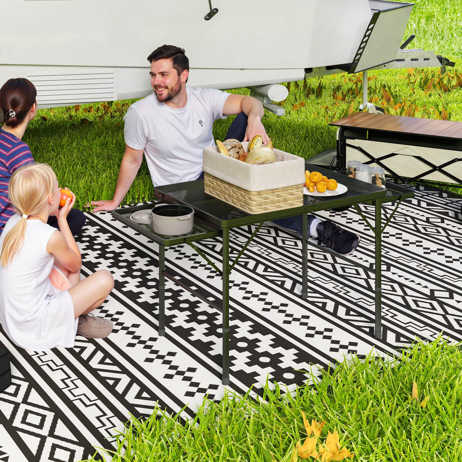 Outsunny Mesa Plegable Camping De Aluminio Con Laterales Abatibles Negro_1