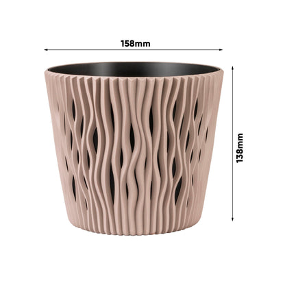 Maceta Redonda De Plastico Sandy Round En Color Blanco 15,8 (largo) X 15,8 (ancho) X 13,8 (alto) Cm_1