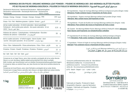 Moringa En Polvo Bio - 1kg | Superalimento Ecológico Vegano Para Batidos, Smoothies Y Zumos, Sin Azúcares Añadidos_1