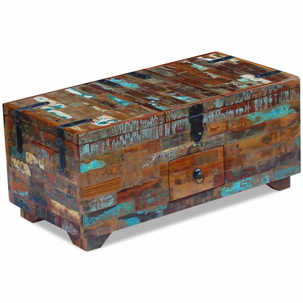 Mesa De Centro Baúl De Madera Maciza Reciclada 80x40x35 Cm_2