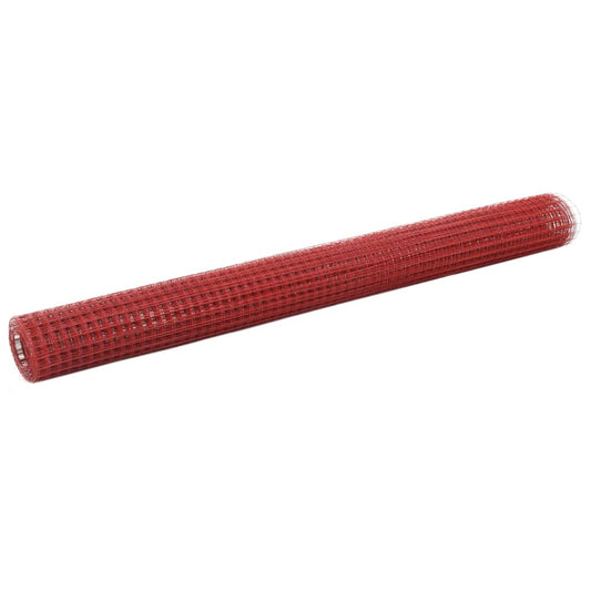 Alambrada De Gallinero Acero Revestimiento Pvc Rojo 25x1,5 M / Vetonek_0