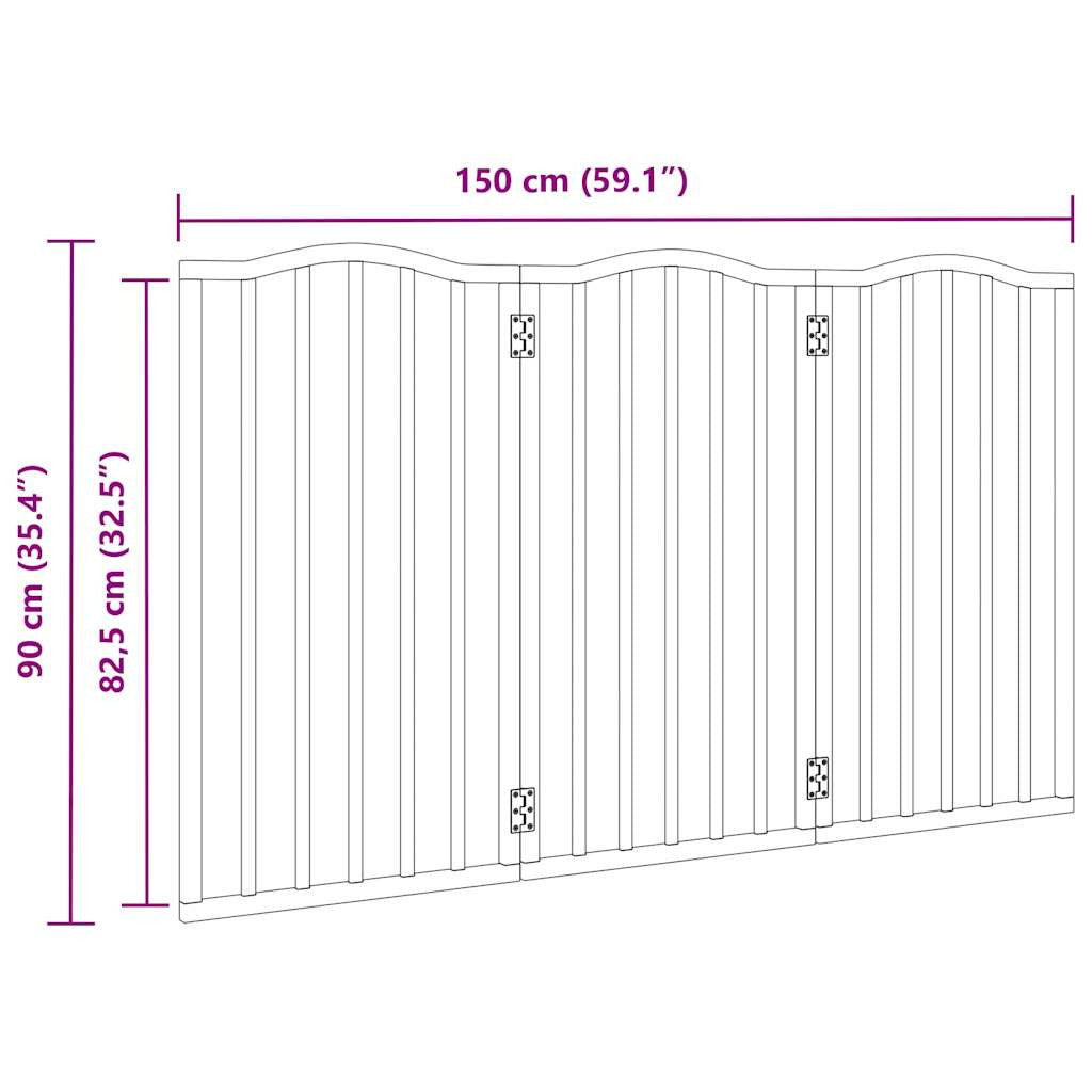 Vidaxl Puerta Para Perros Plegable 3 Paneles Madera Álamo Negra 150 Cm_2