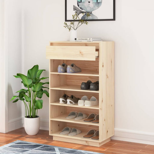 Armario Zapatero De Madera Maciza De Pino 60x34x105 Cm / Vetonek_0