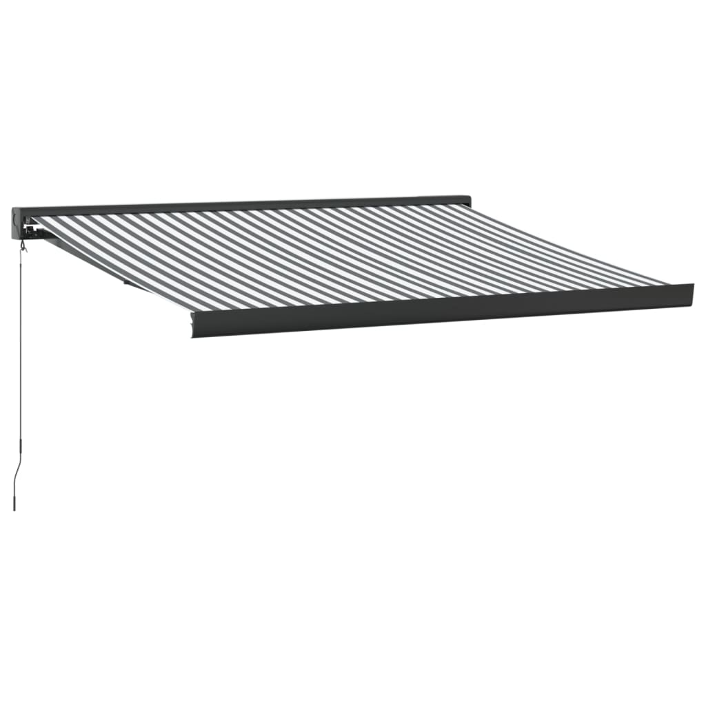 Toldo Retráctil Aluminio Y Tela Antracita Y Blanco 3,5x2,5 M_0