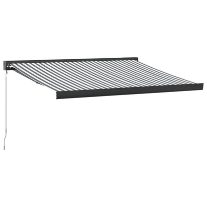 Toldo Retráctil Aluminio Y Tela Antracita Y Blanco 3,5x2,5 M_0
