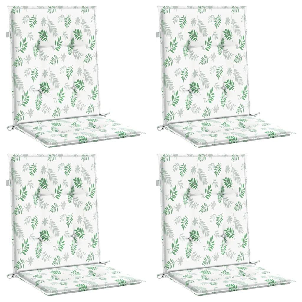 Vidaxl Cojines De Silla De Respaldo Bajo 4 Uds Tela Estampado De Hojas_0