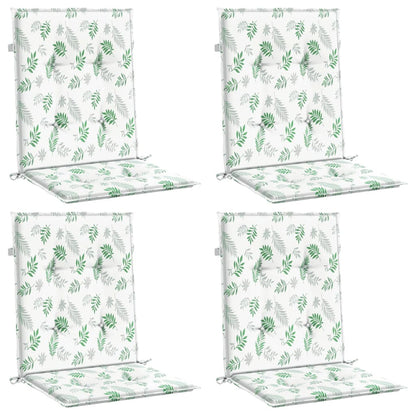 Vidaxl Cojines De Silla De Respaldo Bajo 4 Uds Tela Estampado De Hojas_0