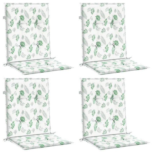 Vidaxl Cojines De Silla De Respaldo Bajo 4 Uds Tela Estampado De Hojas_0
