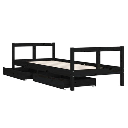 Vidaxl Estructura De Cama Niños Con Cajones Madera Pino Negro 80x200cm_3