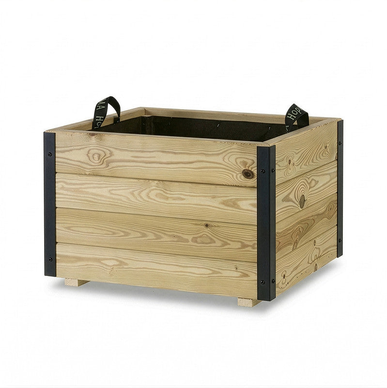 Jardinera De Madera Con Refuerzo De Aluminio 60x60x40 Cm Pun Al Hortalia_3
