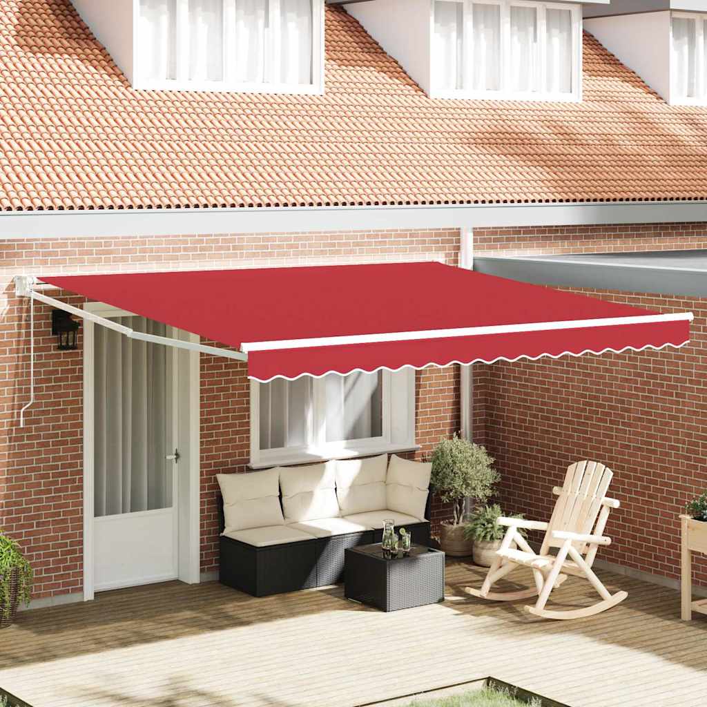 Toldo Retráctil Rojo 400 X 300 Cm Poliéster Y Metal_1